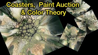 Gorgeous Green Coasters and talk about color theory! Fluid Art #acrylicpainting 