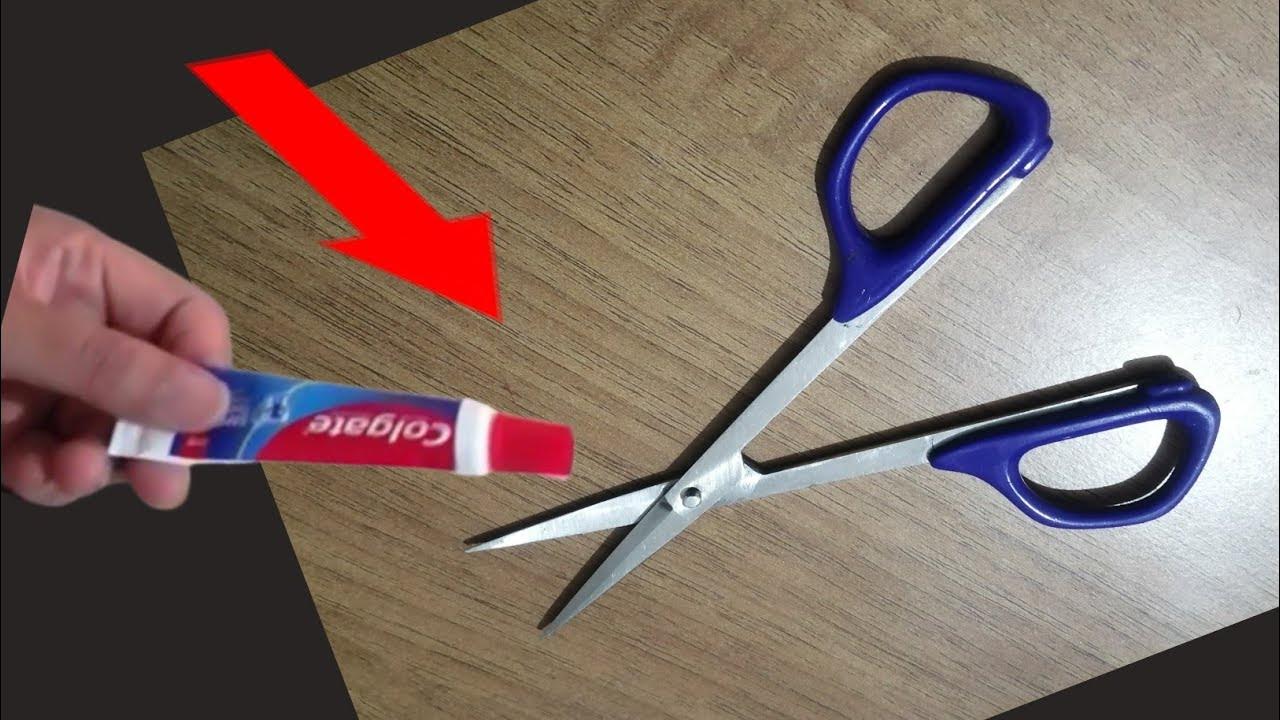 कैची पर टूथपेस्ट का ईस्तेमाल करे //Apply toothpaste on scissor Tips