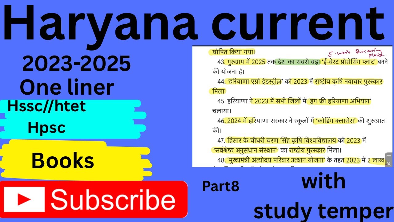 Haryana current + books// part 8// Haryana gk - YouTube