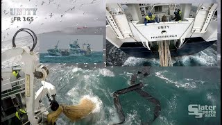 UNITY FR 165 (part 2) windy, out on deck, herring, west side, pelagic fishing trawler