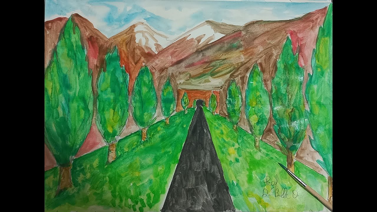Disegno di un viale alberato in prospettiva (2^ parte) Dipingiamo il