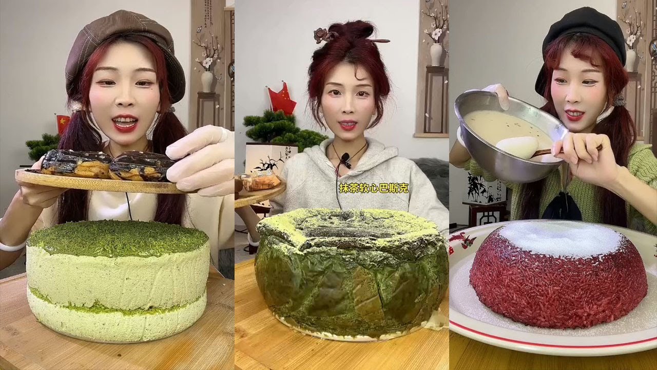 Asmr Crepe Roll Cake, Mochi, Crepe Cake, Container || Kwai Dessert Eating Video