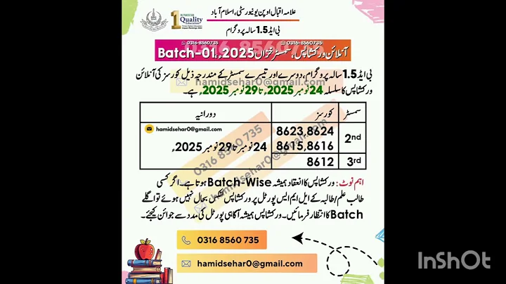 AIOU WORKSHOPS  Autumn 2025 #exam #aiou #admission #open #online