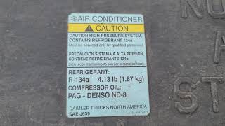 Freightliner Cascadia AC Freon Capacity year 2016