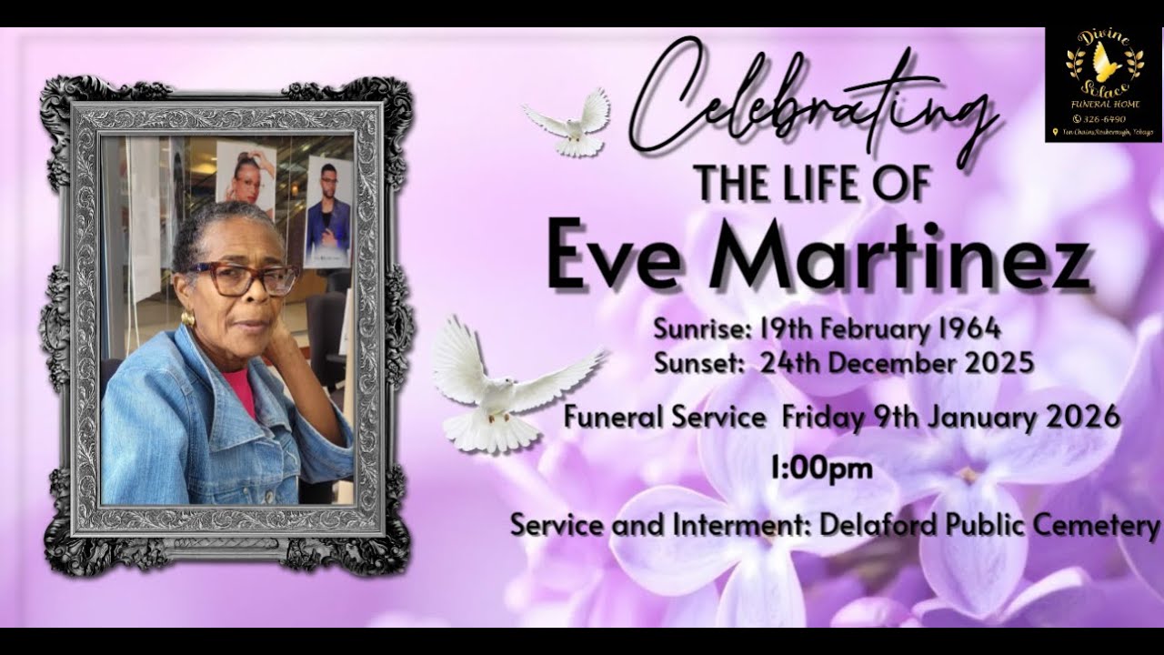 Funeral Service for Eve Martinez @ Delaford Public Cemetery on Friday 9th January 2026 @ 1:00pm
