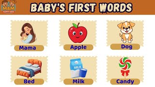 Baby's First Words | Flash Cards to Learn First Words for Babies & Toddlers | Easy Words for Kids 👶 