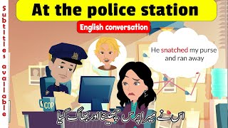 English conversation at the police station, easy English learning practice with subtitles
