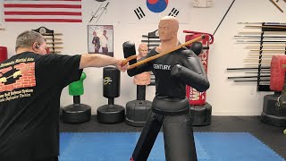 Cane Self Defense with a non-lethal strike to the Collarbone But accessing force can be dangerous.