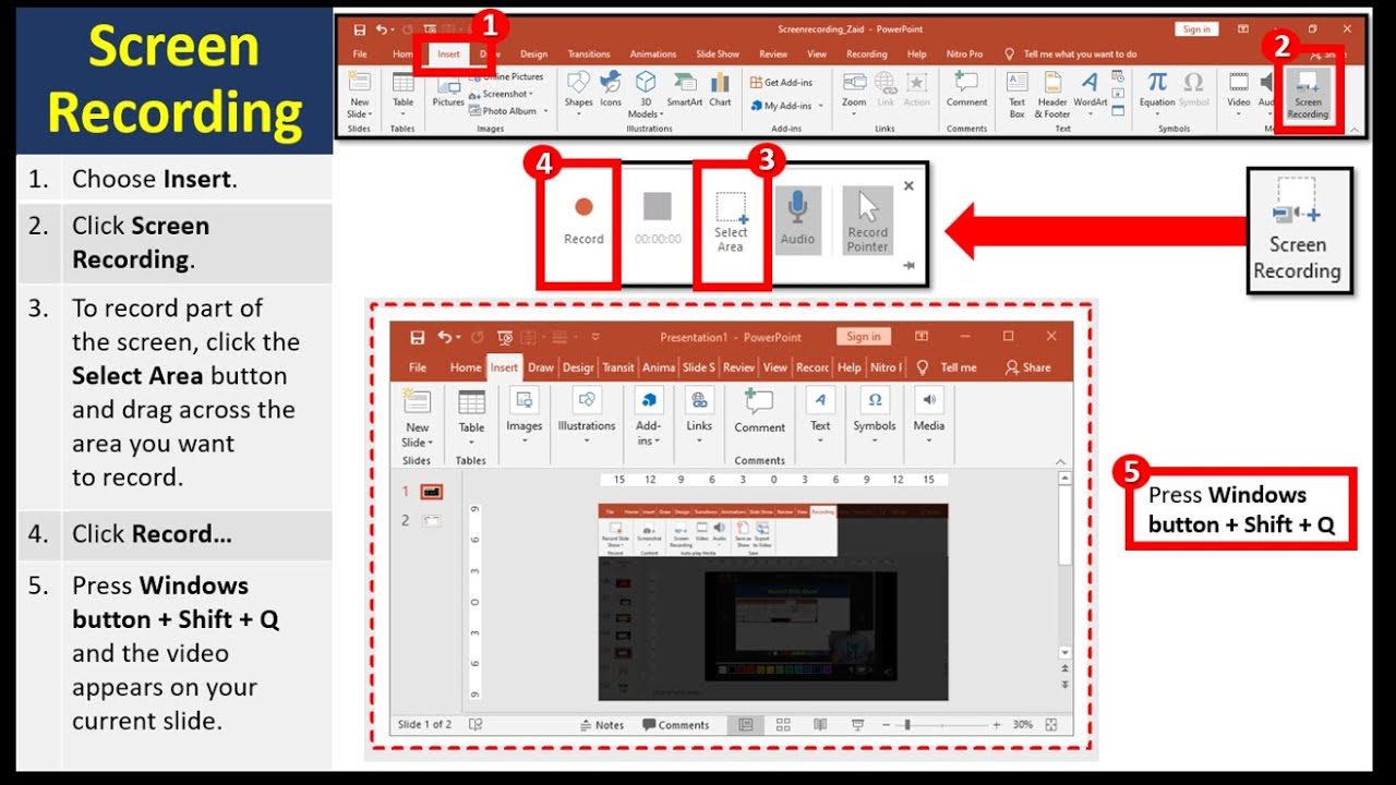 how to screen record presentation on powerpoint