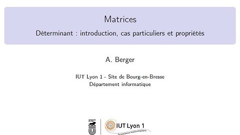 Déterminant des matrices : introduction, cas particuliers et propriétés