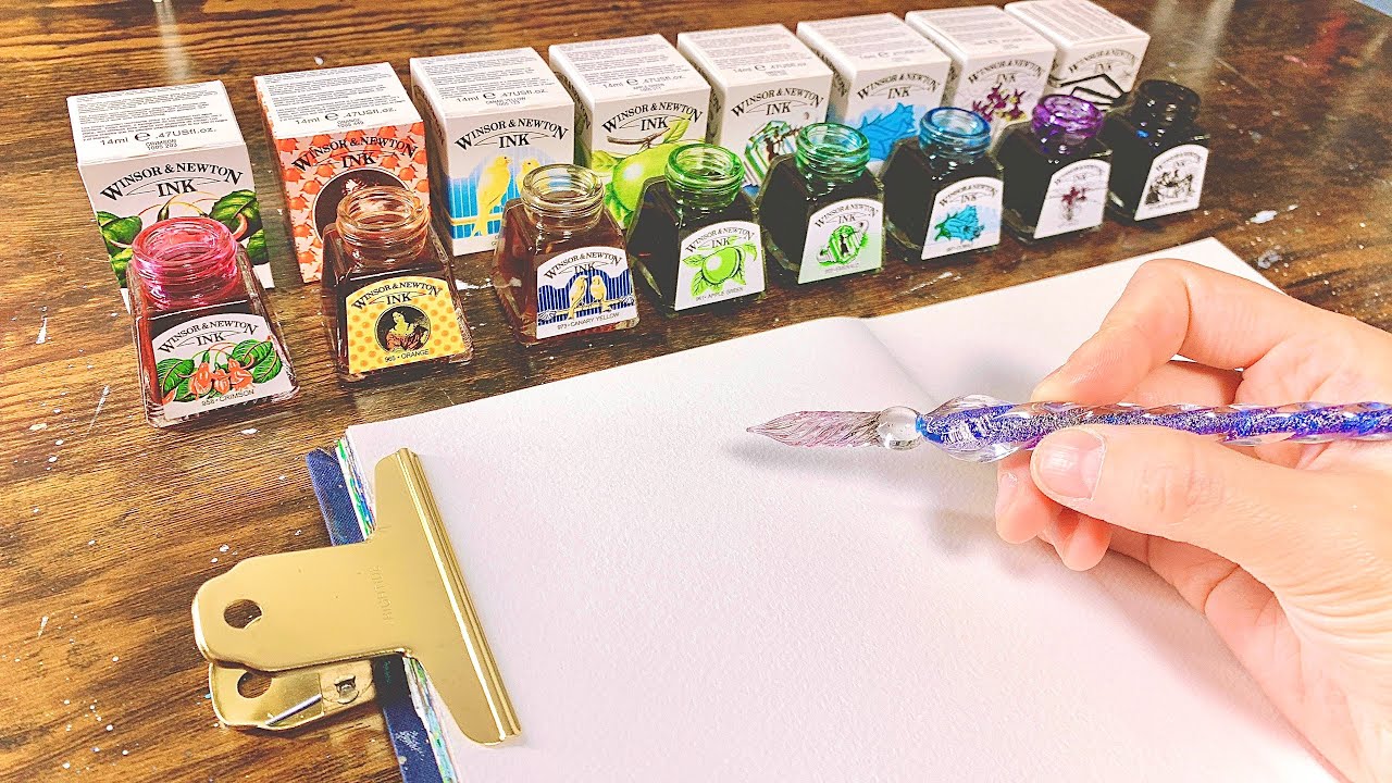 ガラスのペンで絵を描くASMR