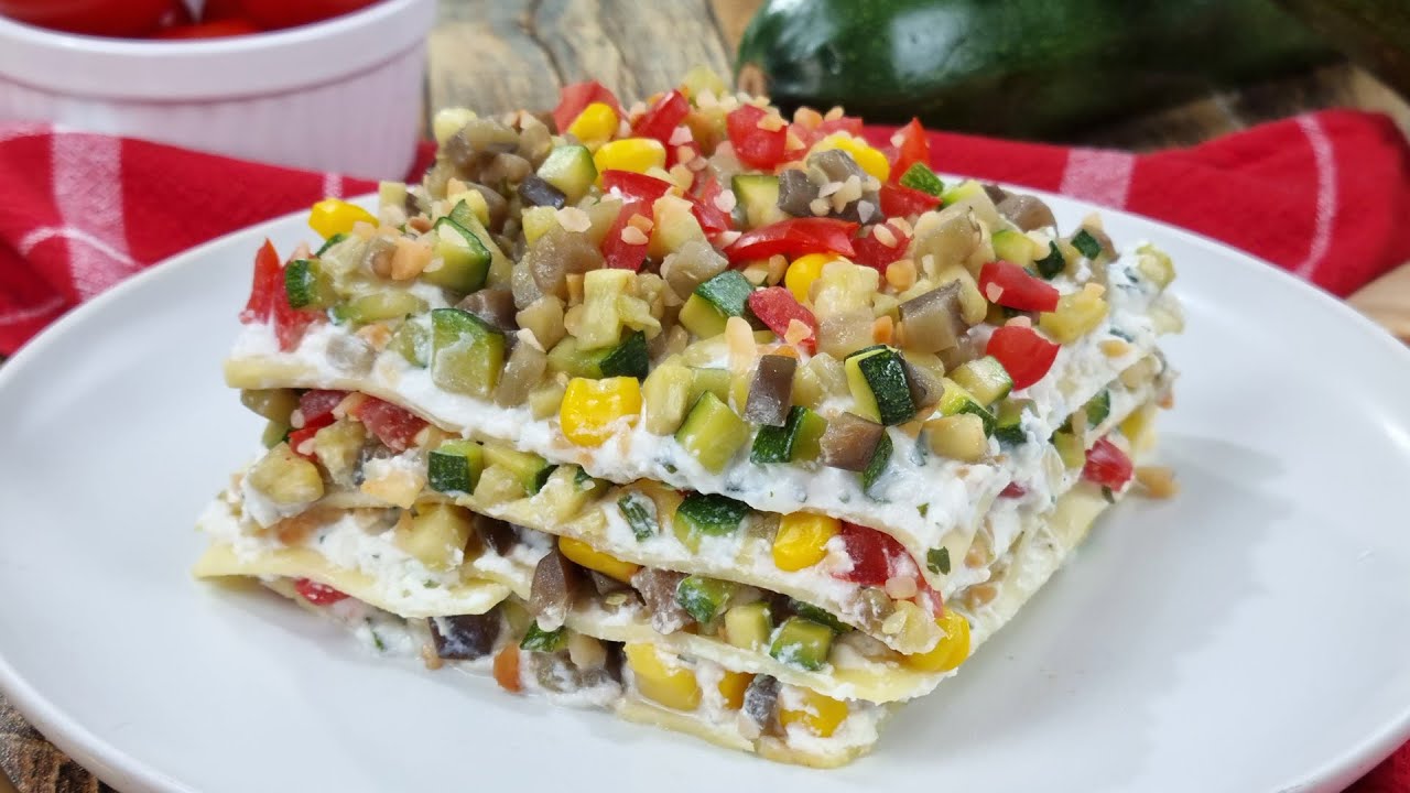 ¡Sin Mayonesa! Lasaña Fría de Verano con Verduras (Sin Horno) ¡Fácil, Nutritiva y Deliciosa!