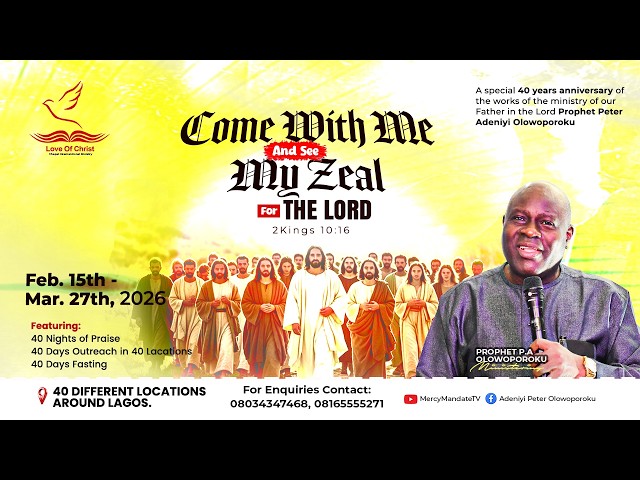 COME WITH ME AND SEE MY ZEAL - 2KINGS 10:16 || DAY 6 || 20/2/2026