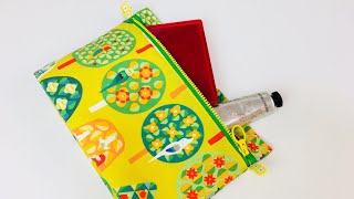 主婦のミシン、ＤＩＹ.裏付き折りマチポーチの作り方