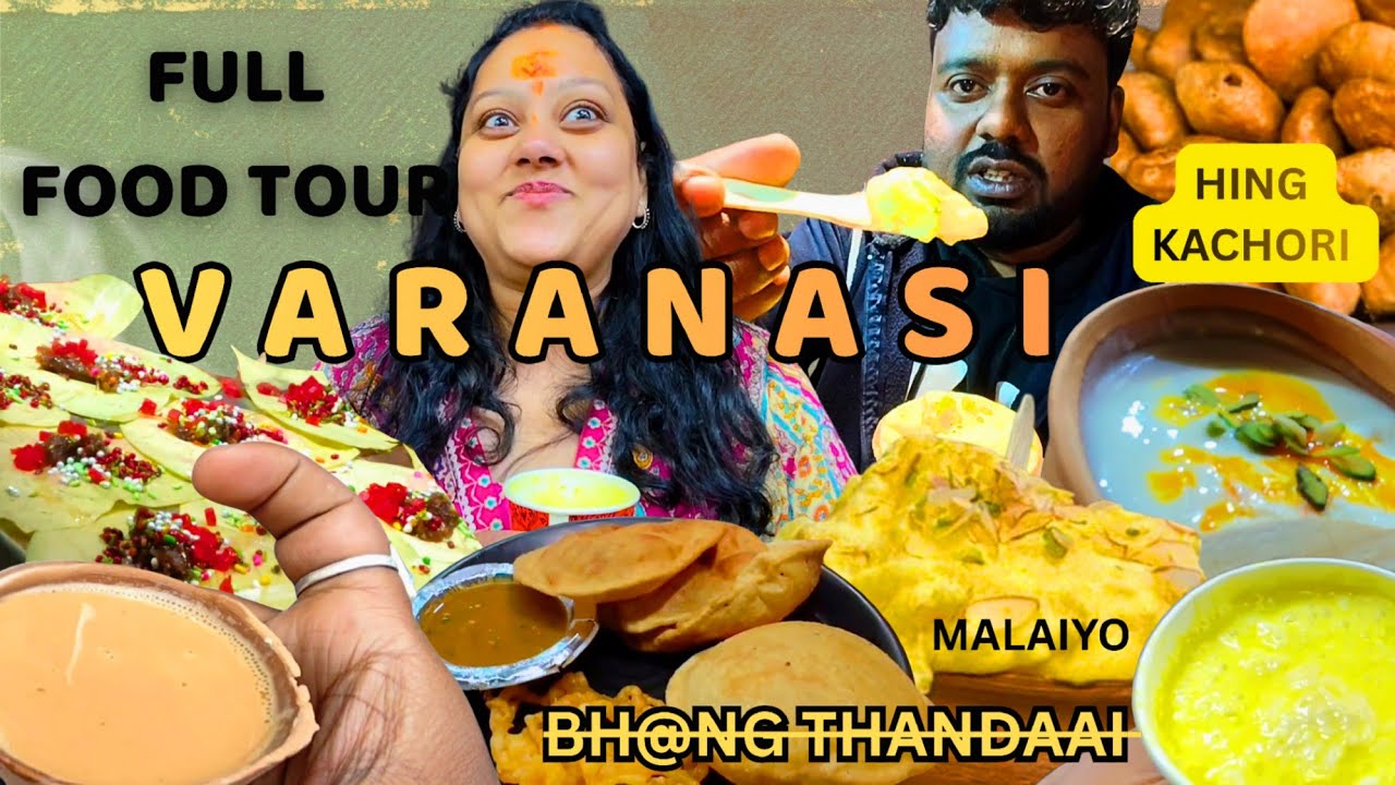 Varanasi Famous MALAIYO Lasi ,Bh@ang Thandai Banarasi Paan ,Hing Puri Jalabi Full Food Tour Varanasi