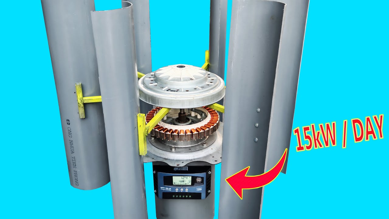 Безумная самодельная ветряная турбина на базе трехфазного двигателя от стиральной машины