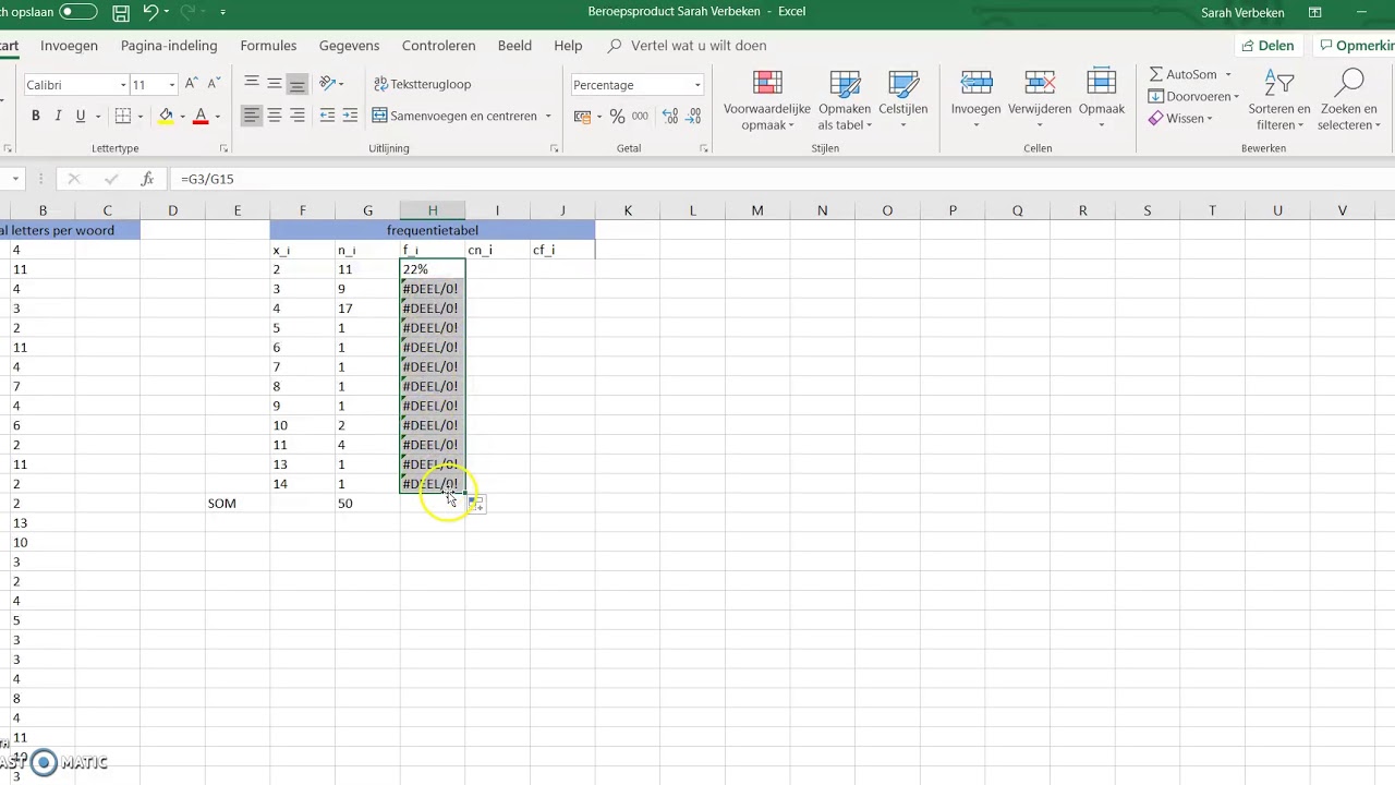 Relatieve frequentie berekenen in Excel