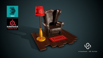 Modeling, Unwrap & Texturing Stylized Armchair - Part3 [Texturing]