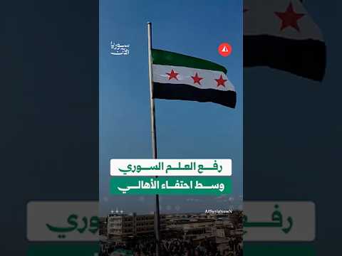 رفع العلم السوري في بلدة عين عيسى بريف الرقة وسط احتفاء الأهالي