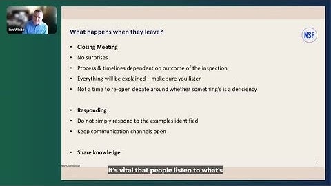 Regulatory Inspections:  The Importance of the Closing Meeting