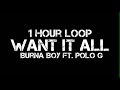 Burna Boy - Want It All (1 Hour Loop) Ft. Polo G