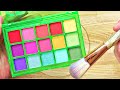 Slime Coloring with Makeup! Mixing Fruit Punch Eyeshadow Palette into Slime! Satisfying Slime Video!