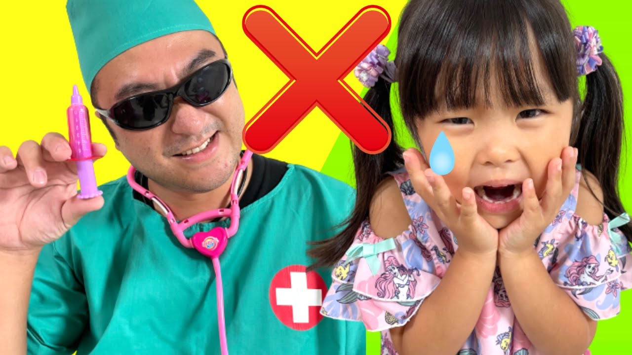 注射があっという間に終わる魔法のことばをママから教えてもらったよ！　パパ先生とお医者さんごっこ！　おうちあそび　教育【まりちゃんいずちゃんチャンネル】