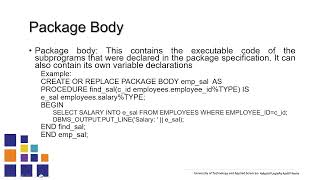 Database Programming: Packages Topic 2
