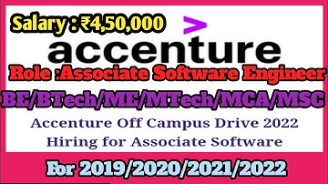 Accenture off campus drive 2022 for BE/BTech/ME/MTech/MCA/MSc | Accenture recruitment for freshers