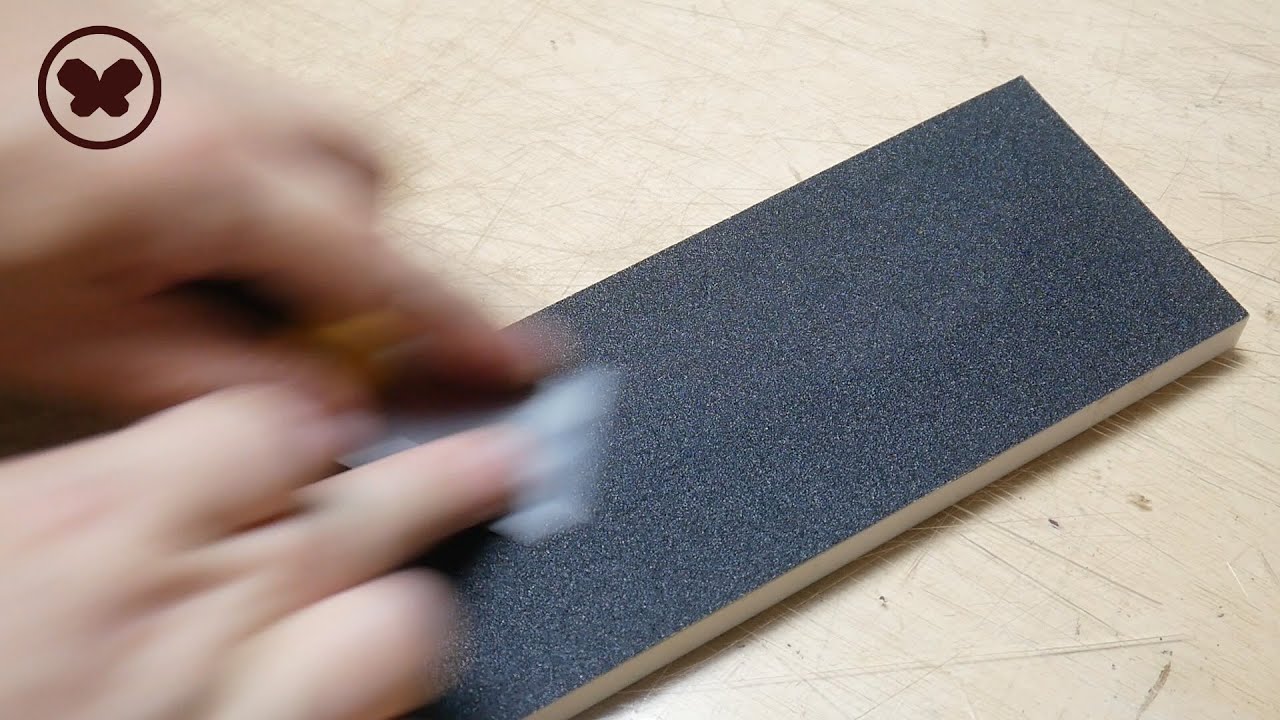 How to make sandpaper whetstone / 사포 숫돌을 만들어 구두칼을 갈아보세요 (leathercraft ...