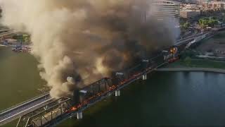 Bridge in the us state of arizona collapsed after a train derailed
this morning, and 10 trailer 2020
