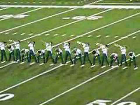 This is the Colorado State University marching band's trombone section performing before the game.