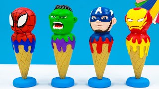DIY Cono de helado mod superhéroe spider man, Hulk, Iron Man, Capitán América con arcilla