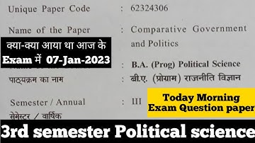 sol du ba programme Political science Question paper 3rd Semester 2022 | Morning Exam Question Paper