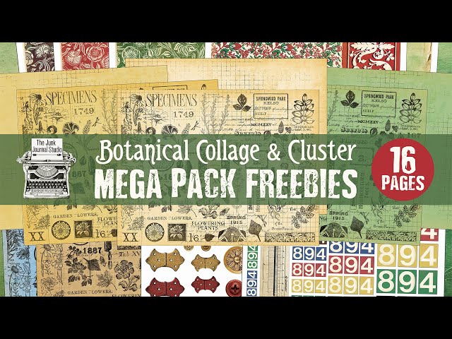 5 NEW FREEBIES l Botanical Collage & Cluster MEGA PACK l Blue Add