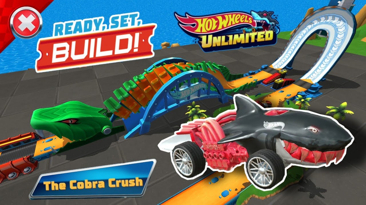 Hot Wheels Unlimited !! Sharkruiser Car Race in The Cobra Crush Track Piece !! Unleashed Adventure