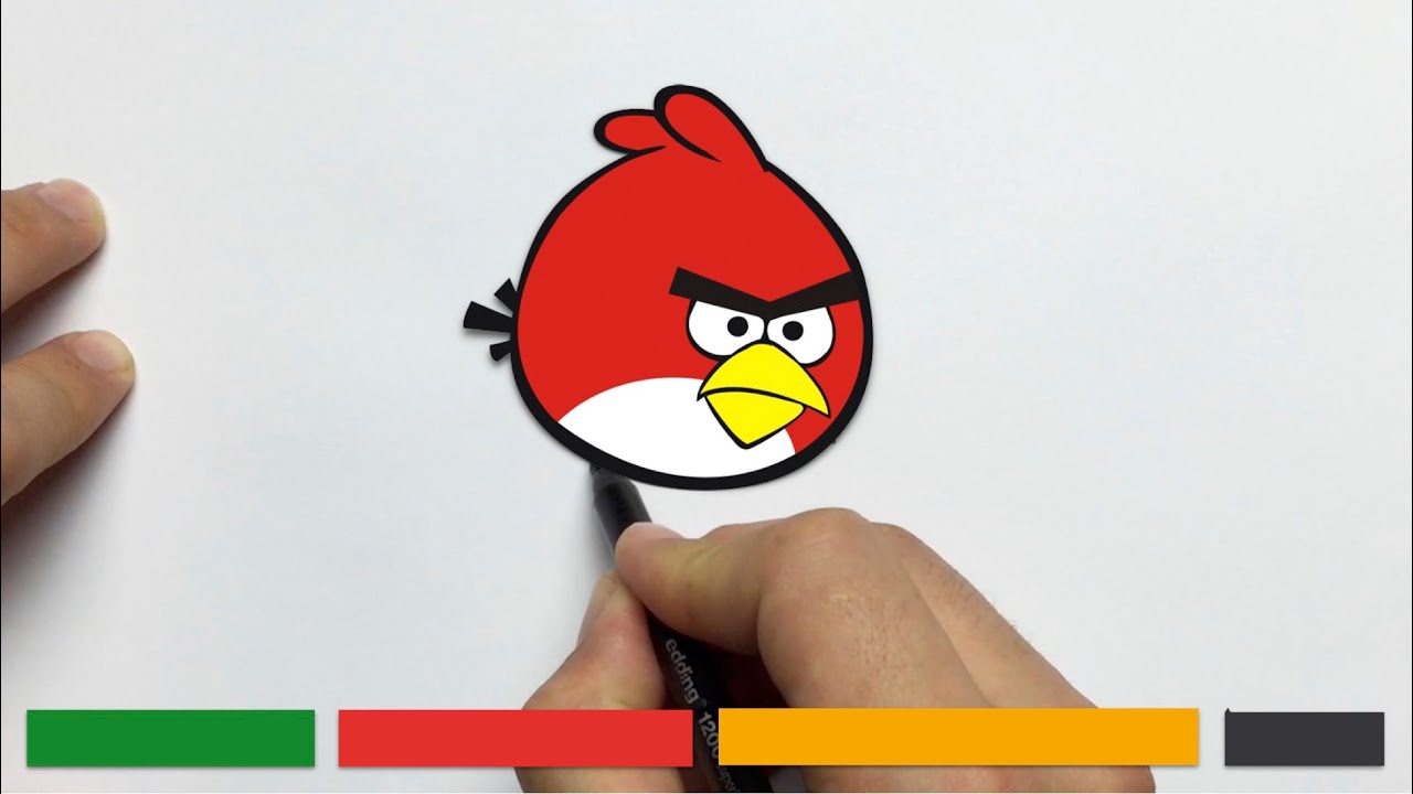 Cómo dibujar a ANGRY BIRD RED fácilmente - YouTube