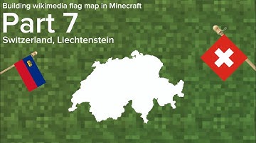 Building a wikimedia flag map in Minecraft part 7: Switzerland, Liechtenstein