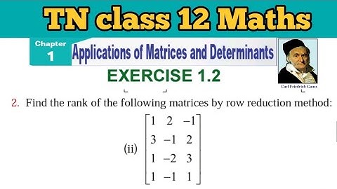 TN 12 Maths Exercise 1.2 Q.No.2 sub ii Applications of Matrices and Determinants