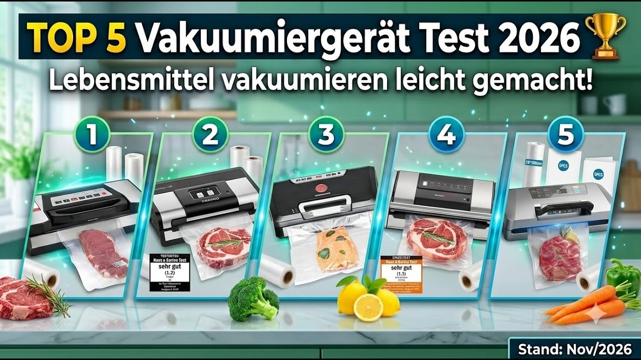 TOP 5 Vakuumiergerät Test 2026 🏆 Lebensmittel vakuumieren leicht gemacht!