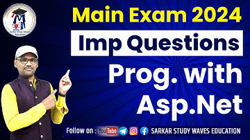 PGDCA and DCA ASP.Net Important Questions | Main Exam 2024 By Arvind