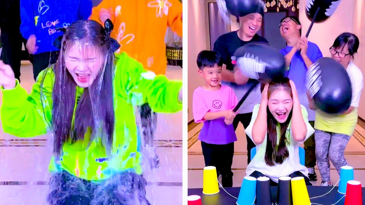 Family Games丨balloon Pop Challenge, Head-Blasting With Water Balloons Is So Exciting! 