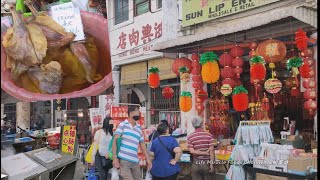 临近农历新年的吉灵万山巴刹打包虾叉烧猪肠粉早餐 Penang Chowrasta Market Street Food 2022