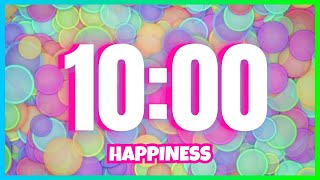 10 Minute Timer With Happy Music | Classroom - Rainbow - Alarm |
