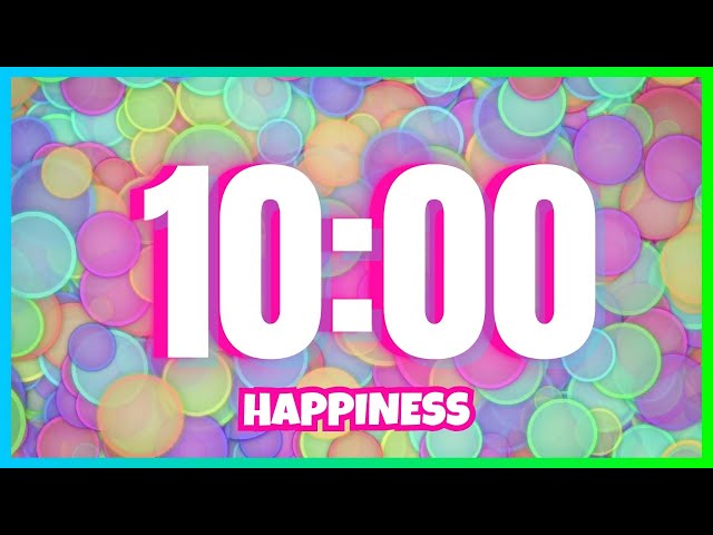 10 Minute Timer With Happy Music | Classroom - Rainbow - Alarm | class=