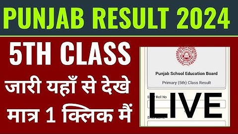 punjab 5th result 2024 live kaise check kare, punjab board 5th result 2024 today declared check