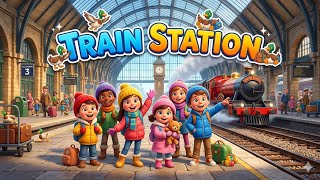 All Aboard the Fun Express 🚂 | Kids Train Station Best Songs &amp; Nursery Rhymes for Little Passengers