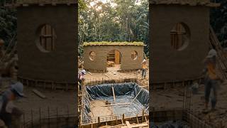 From Primitive Build to a Luxury Pool House 😱#naturebuilding #asmr #treehouse #offgridliving #shorts