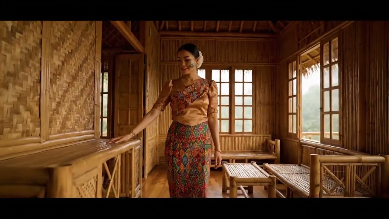 Bamboo House with Beautiful Myanmar Lady