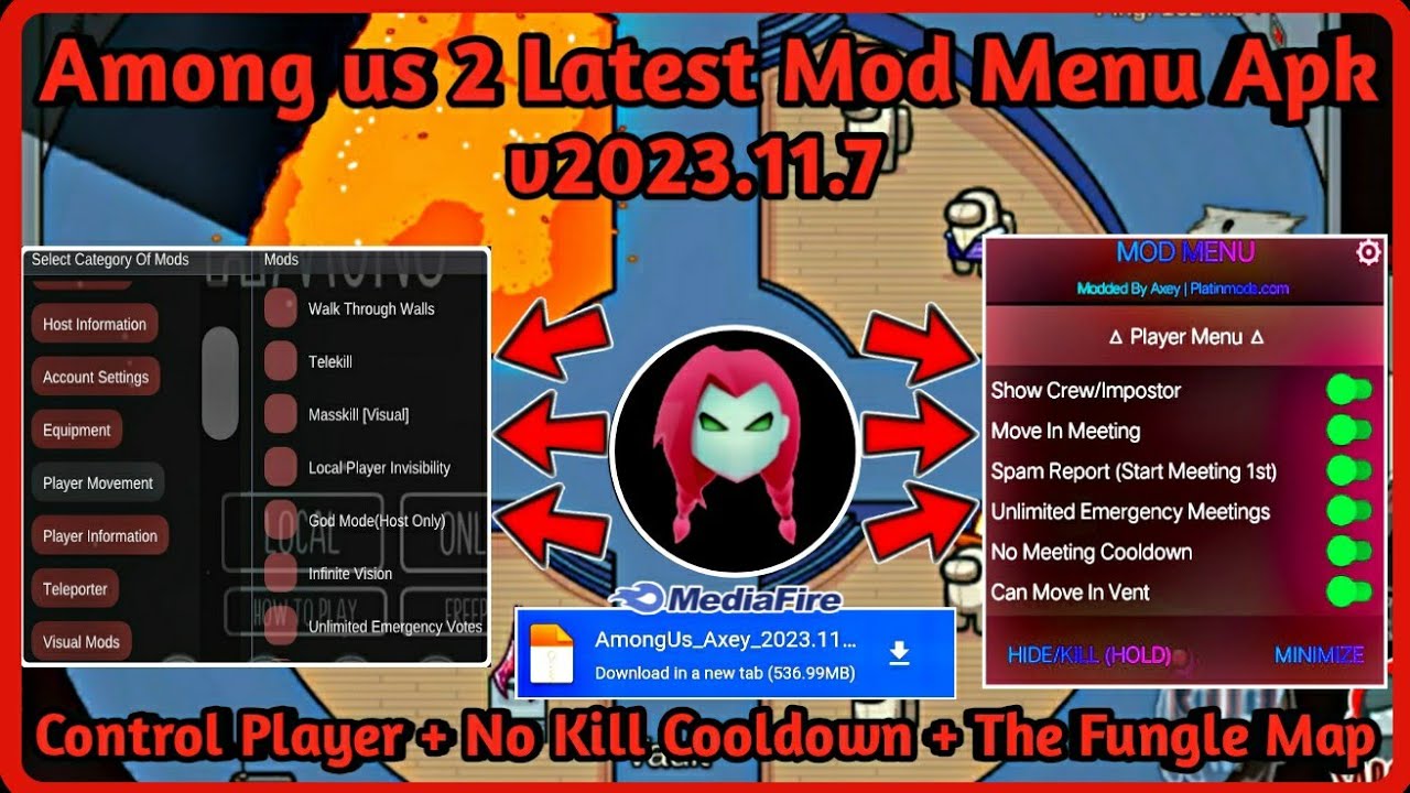 Among us 2 Latest Mod Menu Apk, Always Chat, Control Player, Kill Player, Impostor